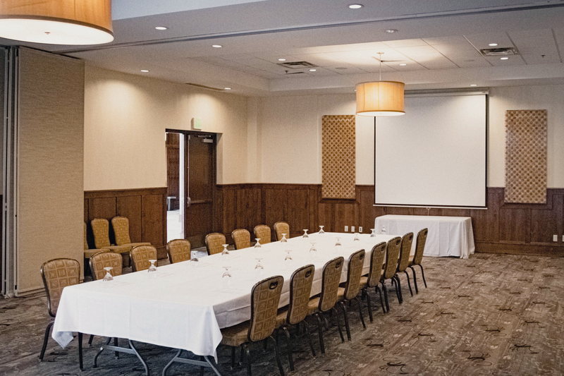 A private dining room at Elements set as one long table.